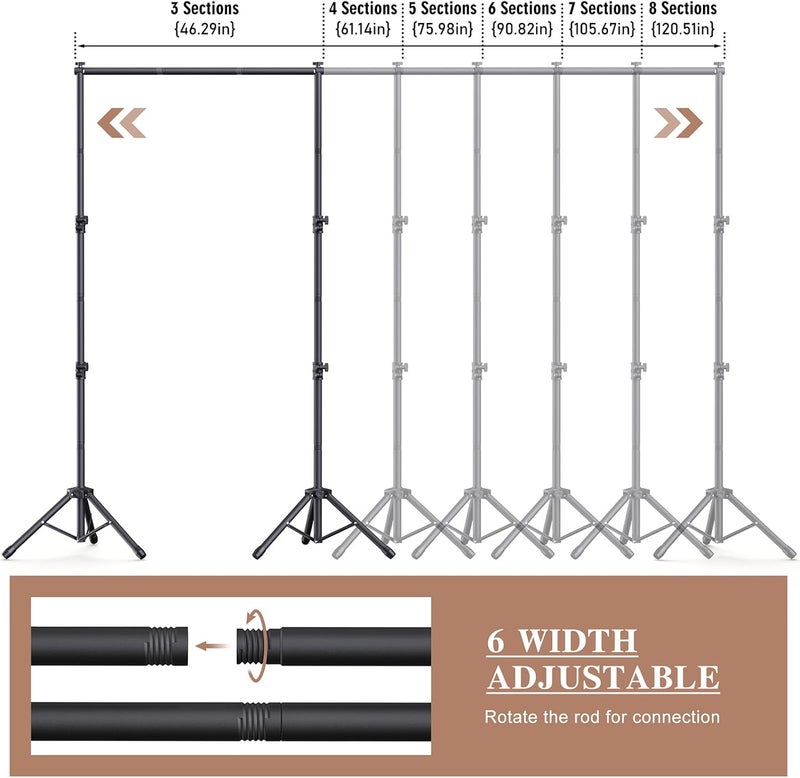 Forlogic 10x7.5Ft Backdrop Stand, Heavy Duty Adjustable Photo Back Drop Stand for Party, Photography, Banner Stand (Includes Six Background Stand Clamps) - Image 2